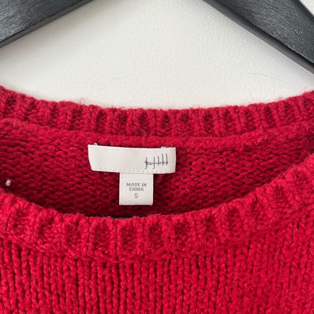 J.Jill Red Black Striped Wool Cotton Blend Knit Sweater Size S - Picture 4 of 8